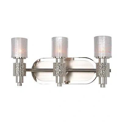 Kalco Ashington 3 Lt Polished Satin Nickel Vanity Light  In Polished Nickel