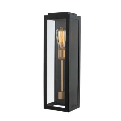 Kalco Ashland 1 Lt Black W/ Sanded Gold Outdoor Wall Sconce  In Matte Black