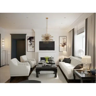 Kalco Aurora 6 Lt Nordic Brass Pendant  In Solid Brass