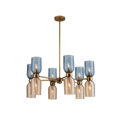 Kalco Azul 12 Lt Aged Gold Chandelier