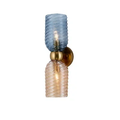 Kalco Azul 2 Lt Aged Gold Wall Sconce  In Colorful Glass;aged Gold;or Vieilli
