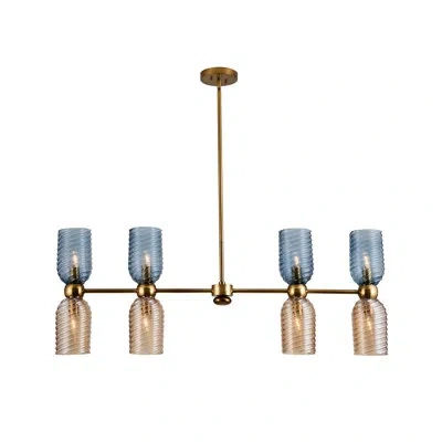Kalco Azul 8 Lt Aged Gold Linear Pendant