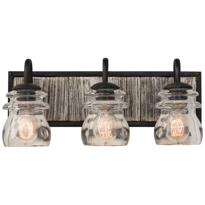 Kalco Bainbridge 19" Wide Black Iron 3-light Bath Light