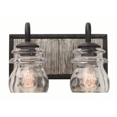 Kalco Bainbridge 2 Lt Black Iron Bath Wall Sconce