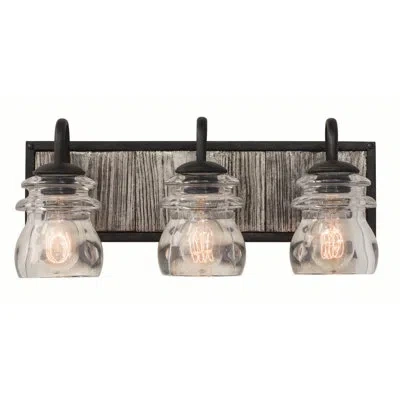 Kalco Bainbridge 3 Lt Black Iron Vanity Light