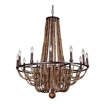 Kalco Beechwood 34" Wide Royal Mahogany 12-light Chandelier