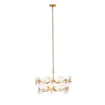 Kalco Bloom 29-in 11 Light Socket Oxidized Gold Leaf Chandelier