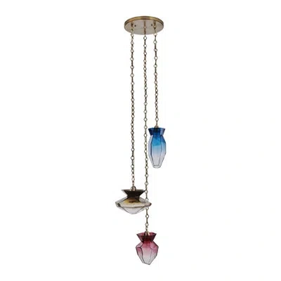 Kalco Bolsa 31-in 6 Light (40-watt) Winter Brass Chandelier In Brass,blue,pink