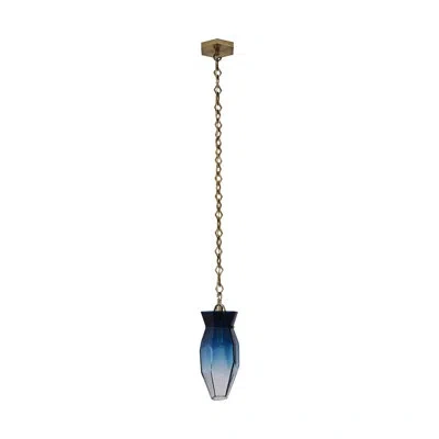 Kalco Bolsa 6.5-in 1 Light (40-watt) Winter Brass Pendant In Blue