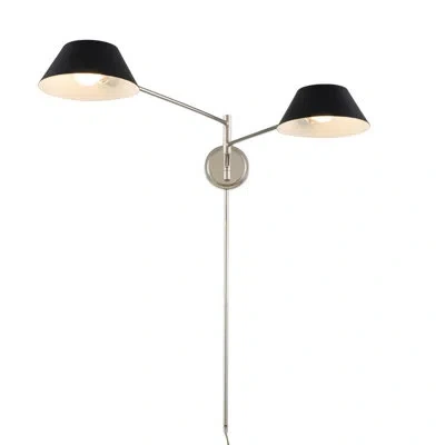 Kalco Bruno 2 Lt Matte Black W/ Polished Nickel Wall Sconce  In Matte Black W,polished Nickel;noir Mat Avec Nickel Pol