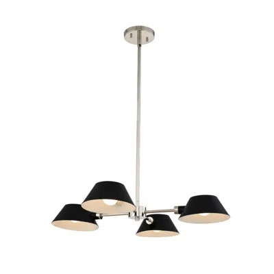 Kalco Bruno 4 Lt Matte Black W/ Polished Nickel Chandelier