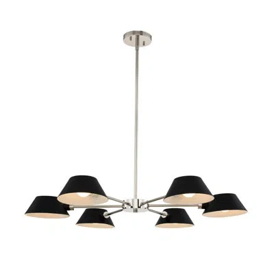 Kalco Bruno 6 Lt Matte Black W/ Polished Nickel Chandelier