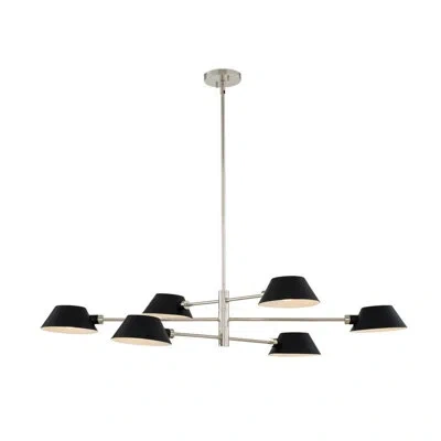 Kalco Bruno 6 Lt Matte Black W/ Polished Nickel Linear Pendant