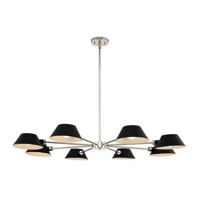 Kalco Bruno 8 Lt Matte Black W/ Polished Nickel Chandelier