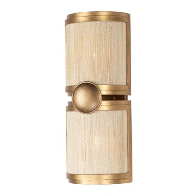 Kalco Button 2 Lt Pearlized Antique Brass Modern Gold Wall Sconce
