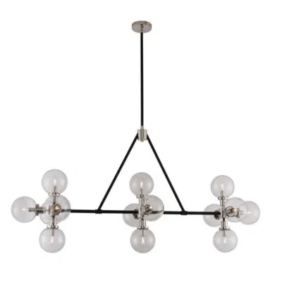 Kalco Cameo 14 Lt Matte Black W/ Polished Nickel Linear Pendant
