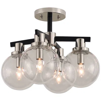 Kalco Cameo 16" Wide Matte Black And Nickel 4-light Ceiling Light