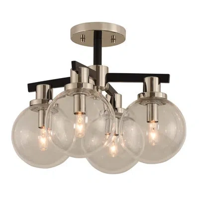 Kalco Cameo 4-light Semi Flush Mount In Nickel Accents