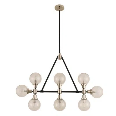 Kalco Cameo 8 Lt Matte Black W/ Polished Nickel Linear Pendant