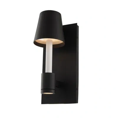 Kalco Candelero Outdoor 1 Lt Matte Black W/ White Wall Sconce