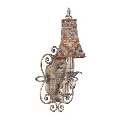 Kalco Chesapeake 1 - Light Dimmable Armed Sconce In Antique Silver Leaf,multicolor