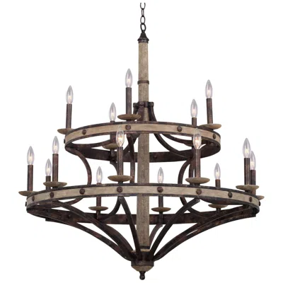 Kalco Coronado 38" Wide Wrought Iron Wagon Wheel Chandelier
