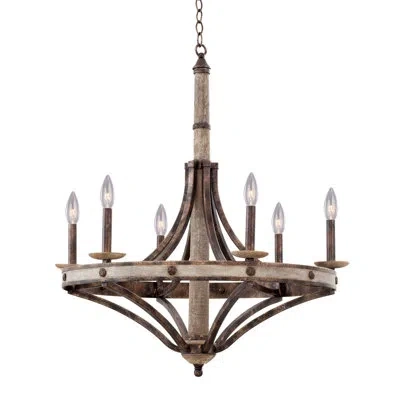 Kalco Coronado 6 Lt Florence Gold Chandelier