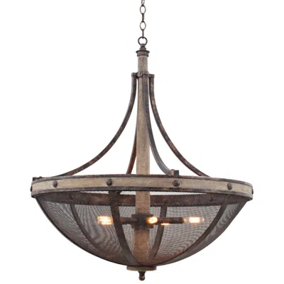 Kalco Coronado Florence Gold Wrought Iron 31"w 6-light Pendant