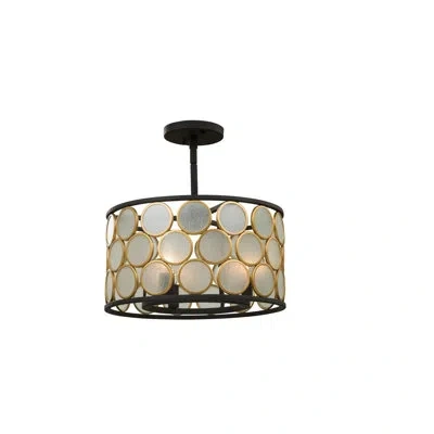 Kalco Corsa 3 Lt Matte Black W Gold Semi-flush Mount