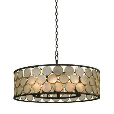 Kalco Corsa 6 Lt Matte Black W Gold Pendant
