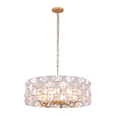 Kalco Crescent 6 Lt Oxidized Gold Leaf Pendant