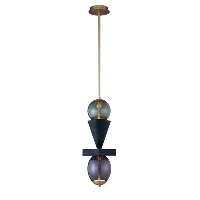 Kalco Demi Green Marble Led Mini Pendant In Black,green,gray