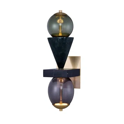 Kalco Demi Green Marble Led Wall Sconce In Black,green,gray