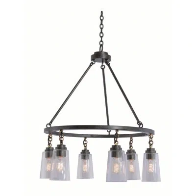 Kalco Dillon 6 Lt Milled Iron Chandelier