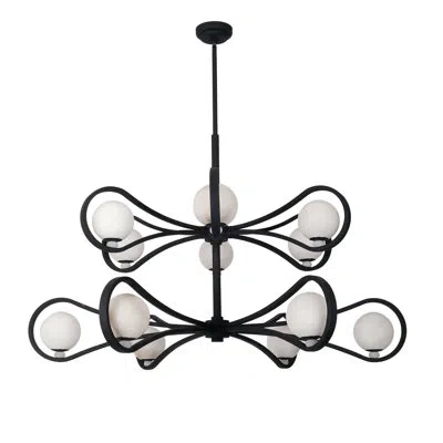 Kalco Elliptical 12 Lt Matte Black Chandelier
