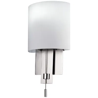 Kalco Espille White Cased Glass 13" High Satin Nickel Sconce