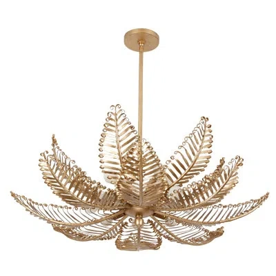 Kalco Fern 36-in 14 Light (40-watt) Modern Gold Chandelier