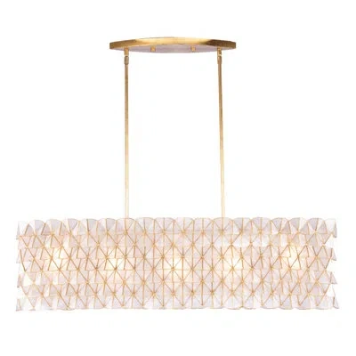 Kalco Flair 5 Lt Oxidized Gold Leaf Linear Pendant