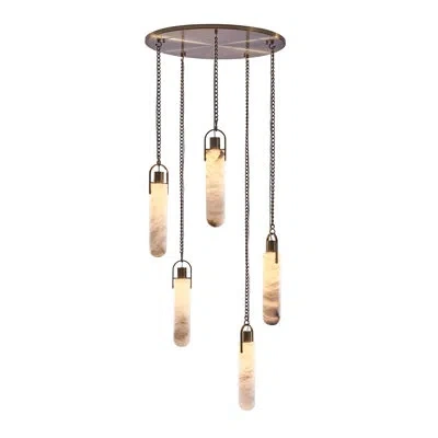 Kalco Flint 5 Lt Winter Brass Multi-pendant