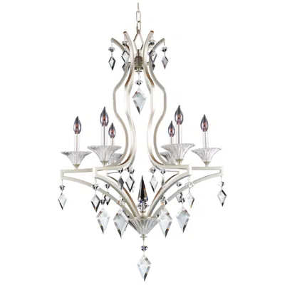 Kalco Florence Tarnished Silver 26"w 6-light Crystal Chandelier