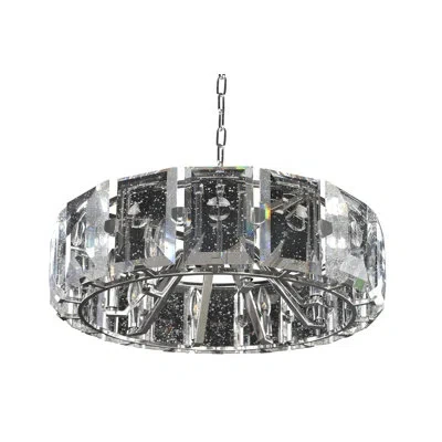 Kalco Giada 8 Lt Polished Stainless Steel Chandelier  In Satin Nickel
