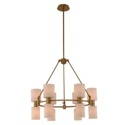 Kalco Harlowe 12 Lt Winter Brass Chandelier  In Solid Brass