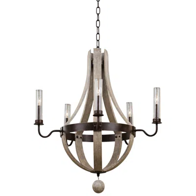 Kalco Harper 32"w Florence Gold 5-light Indoor-outdoor Chandelier