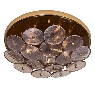 Kalco Hortensia 5 Lt Polished Winter Brass Flush Mount  In Polished Brass