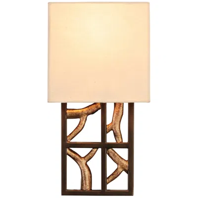 Kalco Hudson 13"h 1-light Bronze Iron Beige Linen Wall Sconce