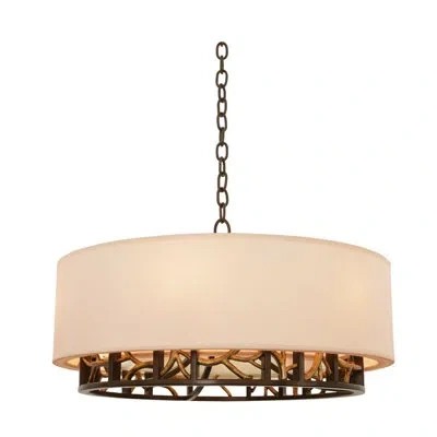 Kalco Hudson 6 Lt Antique Bronze W/ Antique Gold Chandelier