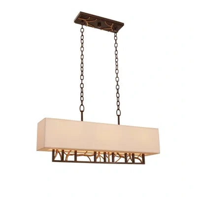 Kalco Hudson 6 Lt Antique Bronze W/ Antique Gold Linear Pendant