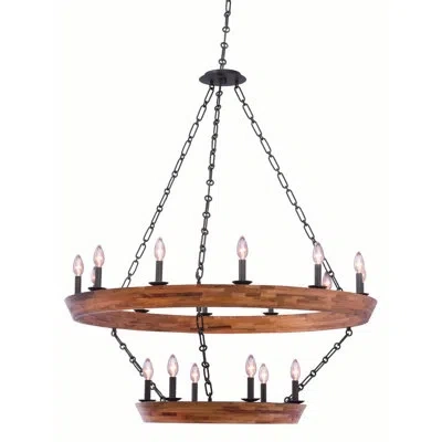 Kalco Lansdale 18 Lt Black Iron Tiered Chandelier  In Matte Black