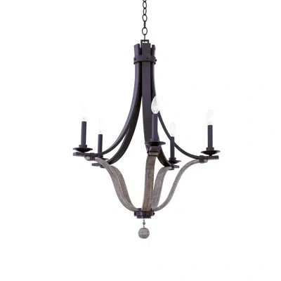 Kalco Lansing 5 Lt Satin Bronze Chandelier