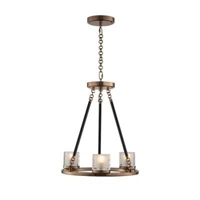 Kalco Library 3 - Light Unique / Statement Wagon Wheel Chandelier